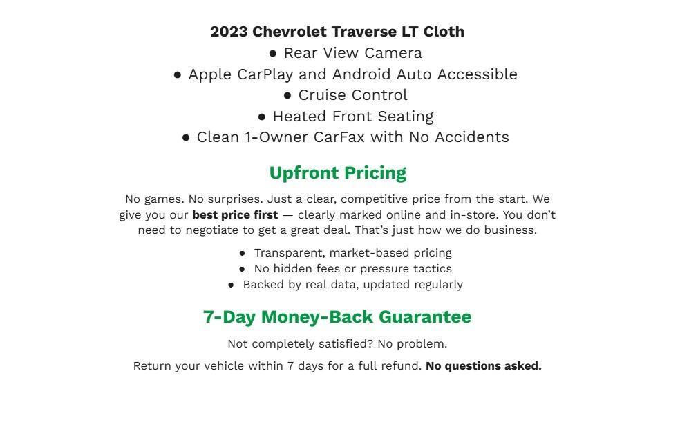 used 2023 Chevrolet Traverse car, priced at $32,393