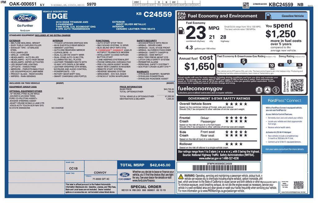 used 2019 Ford Edge car, priced at $15,498