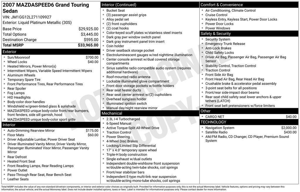 used 2007 Mazda MazdaSpeed6 car, priced at $6,388