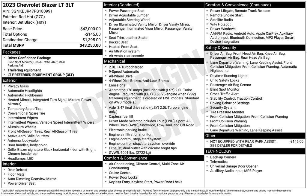 used 2023 Chevrolet Blazer car, priced at $24,895