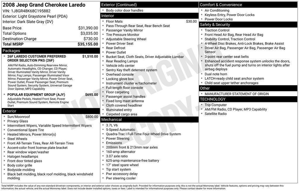 used 2008 Jeep Grand Cherokee car, priced at $5,000