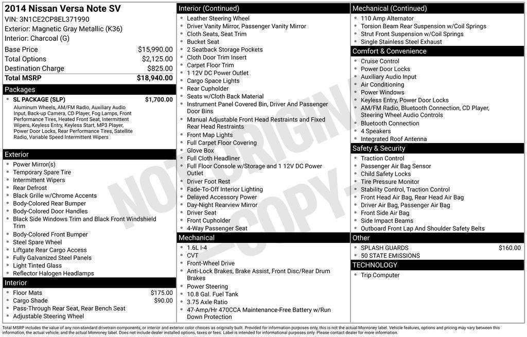 used 2014 Nissan Versa Note car, priced at $6,498