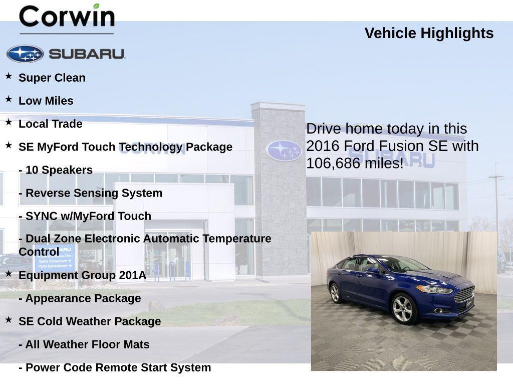 used 2016 Ford Fusion car, priced at $9,498