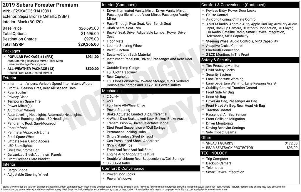 used 2019 Subaru Forester car, priced at $19,497