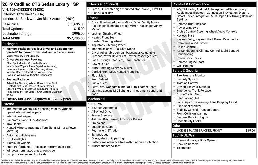 used 2019 Cadillac CTS car, priced at $16,477