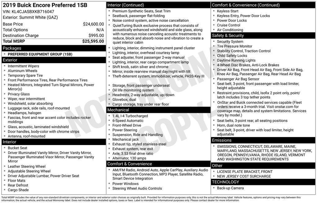 used 2019 Buick Encore car, priced at $13,498