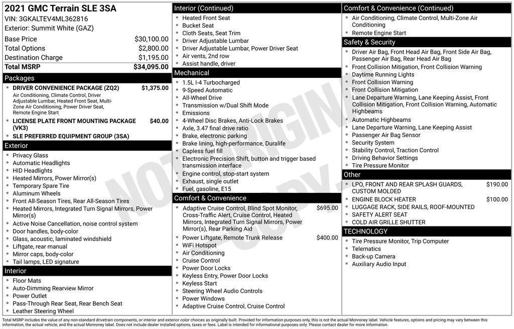 used 2021 GMC Terrain car, priced at $19,493