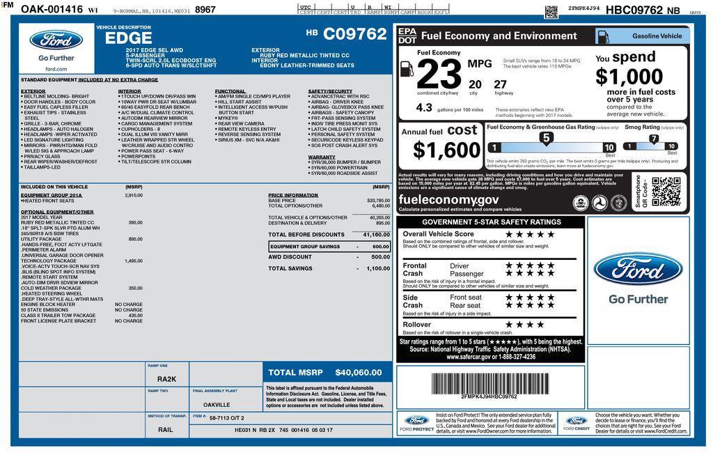 used 2017 Ford Edge car, priced at $11,998