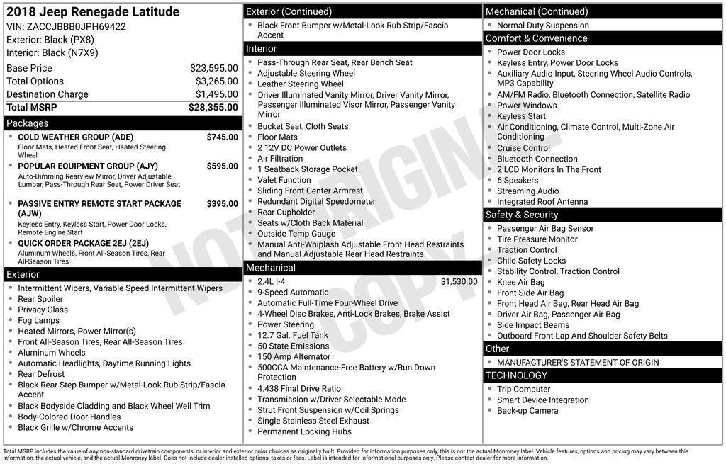 used 2018 Jeep Renegade car, priced at $11,498