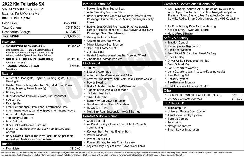 used 2022 Kia Telluride car, priced at $35,998