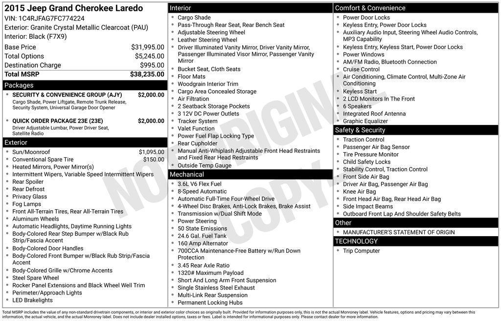 used 2015 Jeep Grand Cherokee car, priced at $9,998