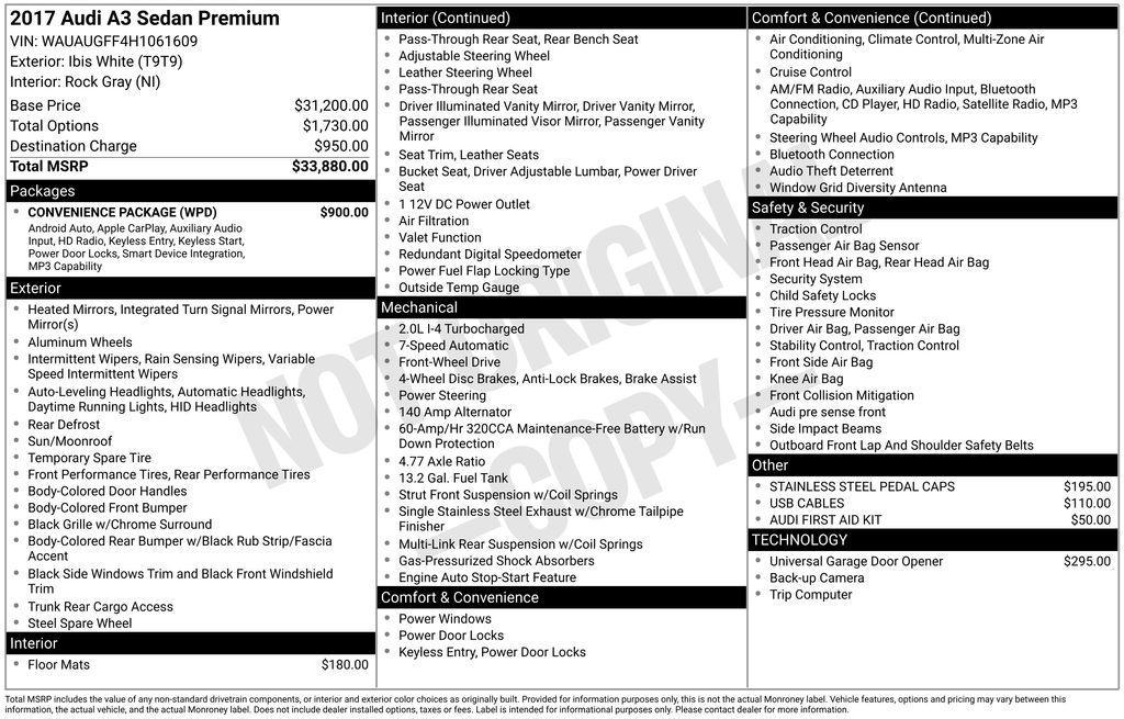 used 2017 Audi A3 car, priced at $15,767