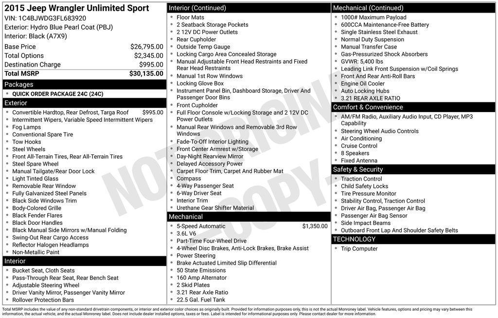 used 2015 Jeep Wrangler Unlimited car, priced at $14,998