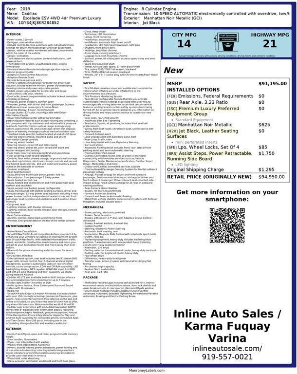 used 2019 Cadillac Escalade ESV car, priced at $23,995