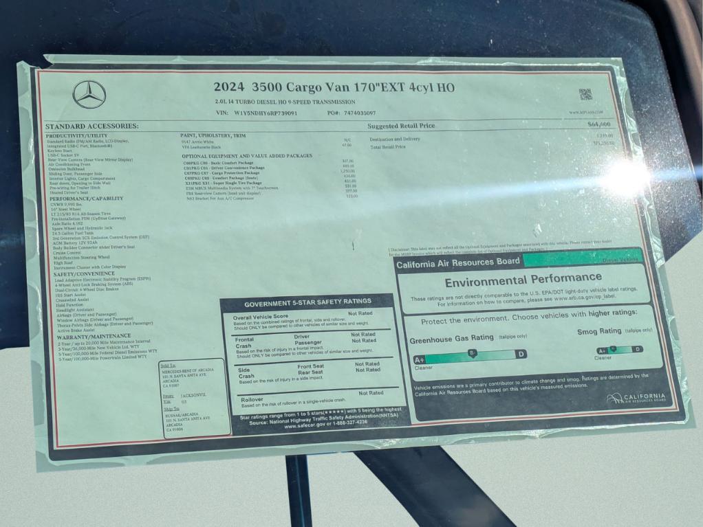 new 2024 Mercedes-Benz Sprinter 3500 car, priced at $61,795