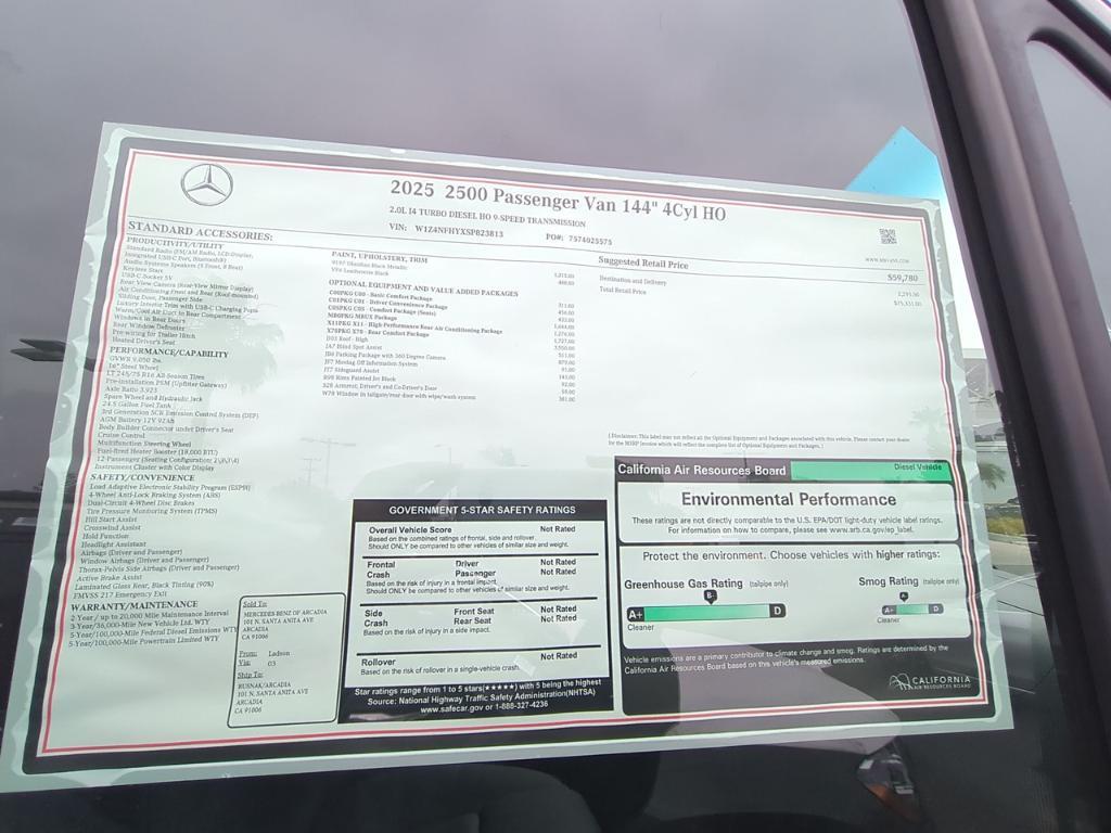 new 2025 Mercedes-Benz Sprinter 2500 car, priced at $73,331