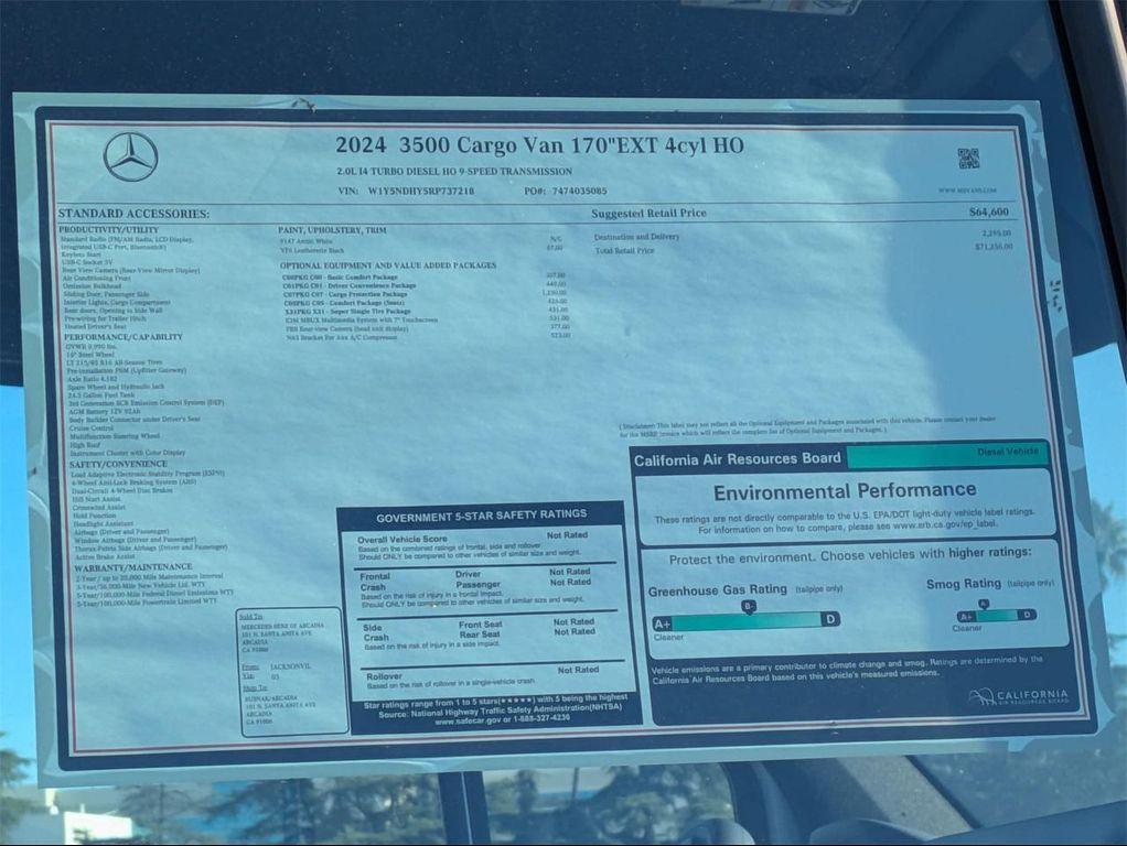 new 2024 Mercedes-Benz Sprinter 3500 car, priced at $61,995