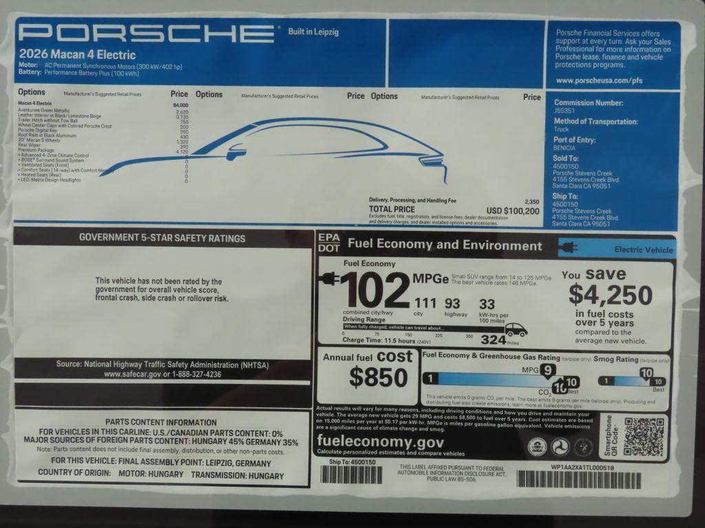 new 2026 Porsche Macan car, priced at $100,200
