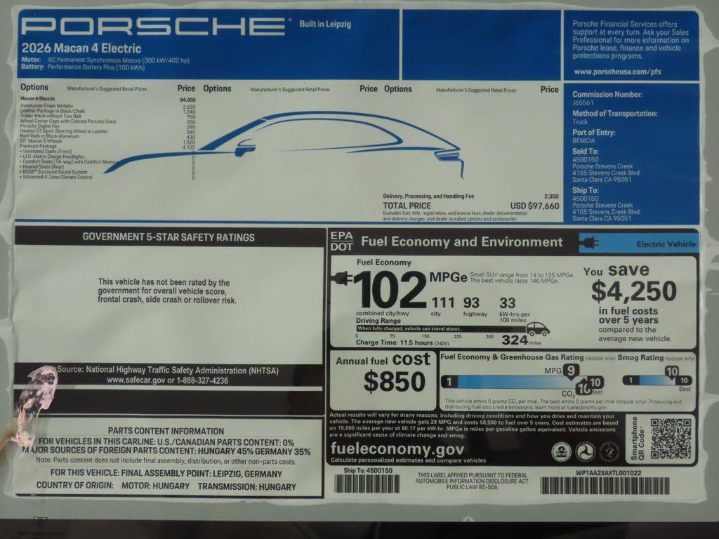 new 2026 Porsche Macan car, priced at $97,660