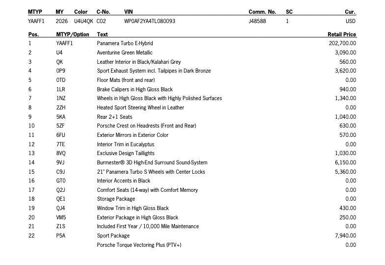 new 2026 Porsche Panamera car, priced at $243,650
