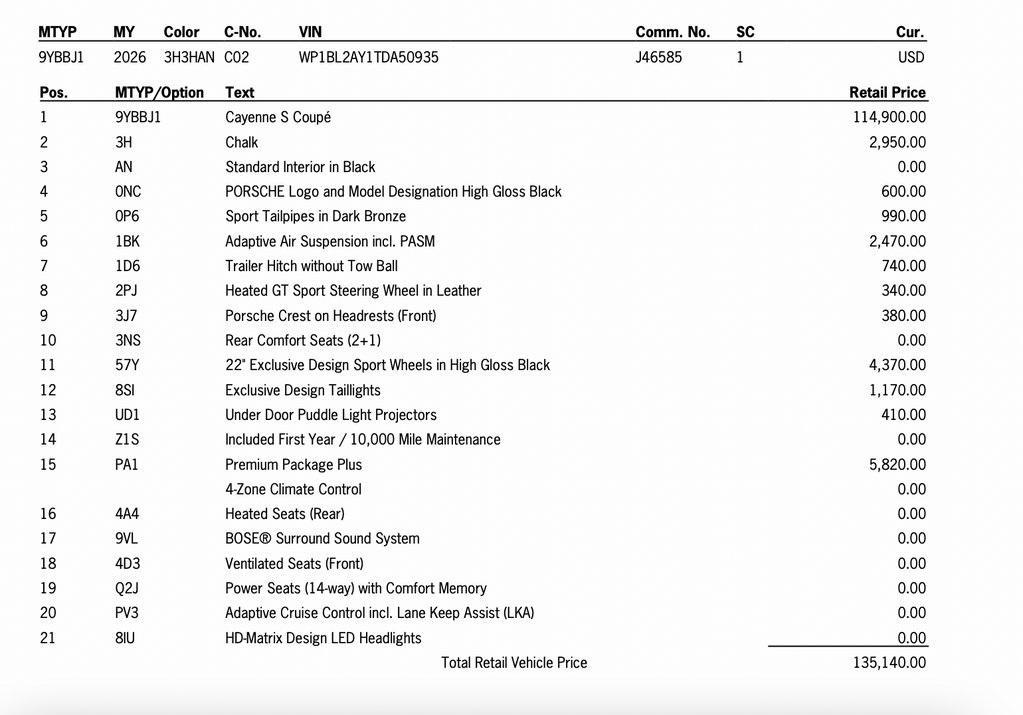 new 2026 Porsche Cayenne car, priced at $137,490