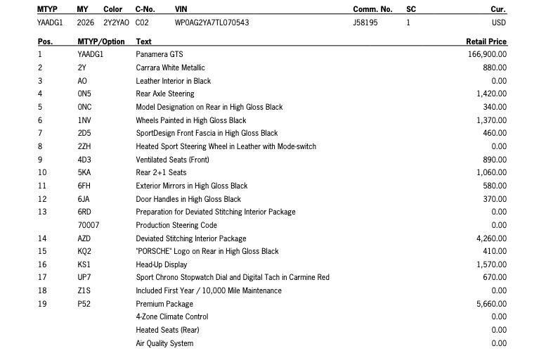 new 2026 Porsche Panamera car, priced at $189,190