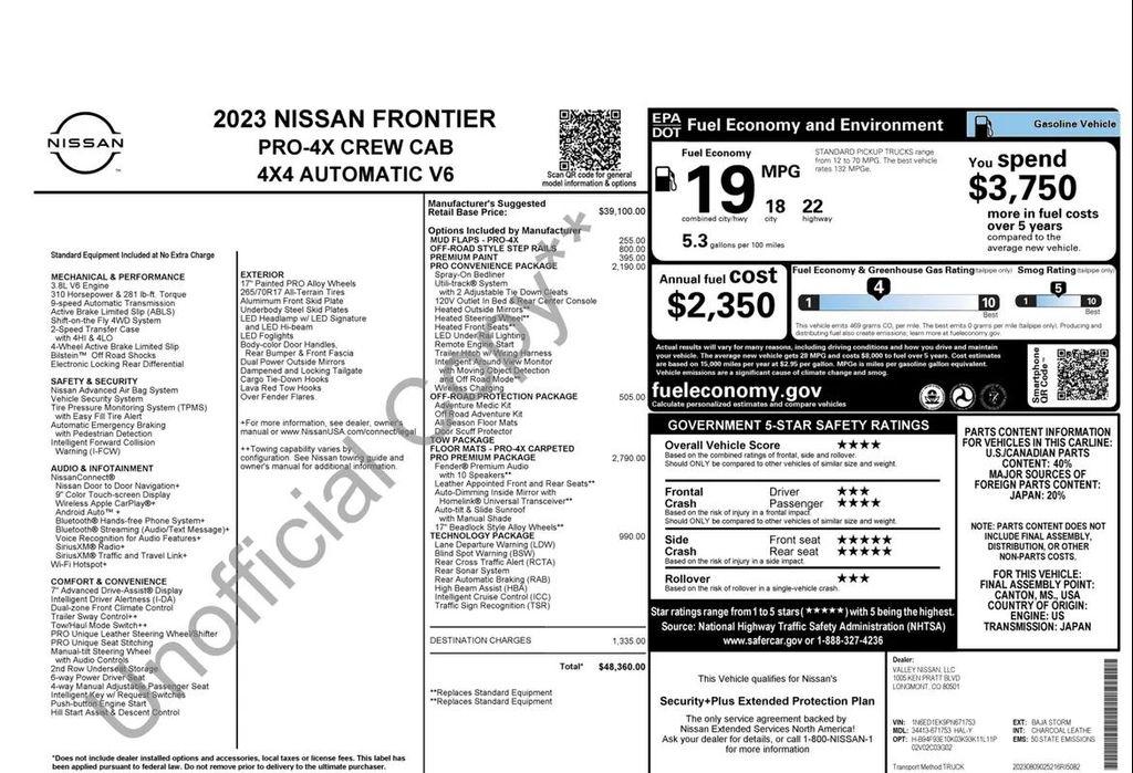 used 2023 Nissan Frontier car, priced at $35,999
