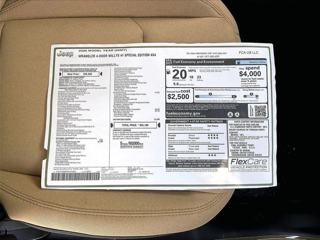 new 2026 Jeep Wrangler car, priced at $50,932