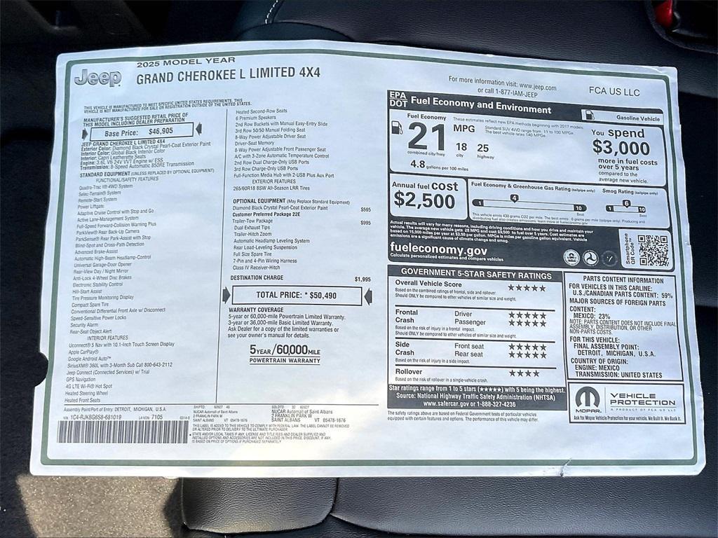 new 2025 Jeep Grand Cherokee L car, priced at $45,239