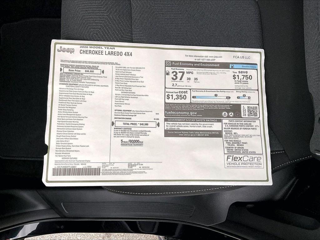 new 2026 Jeep Cherokee car, priced at $39,289