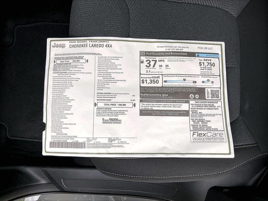 new 2026 Jeep Cherokee car, priced at $37,789