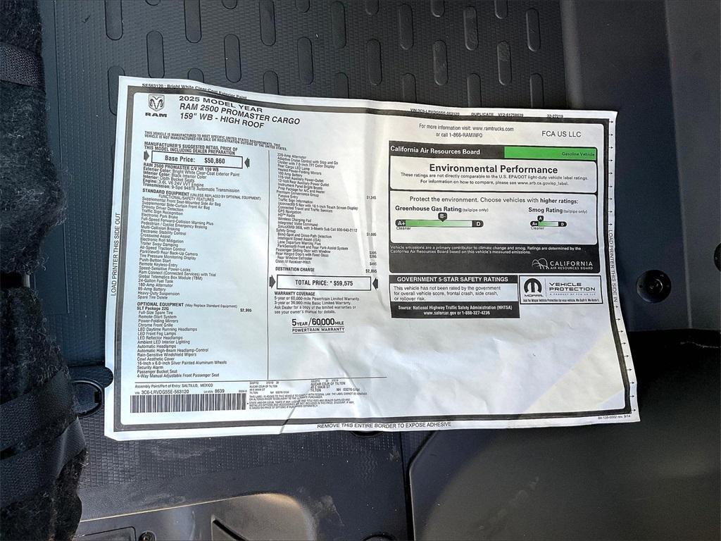 new 2025 Ram ProMaster 2500 car, priced at $54,293