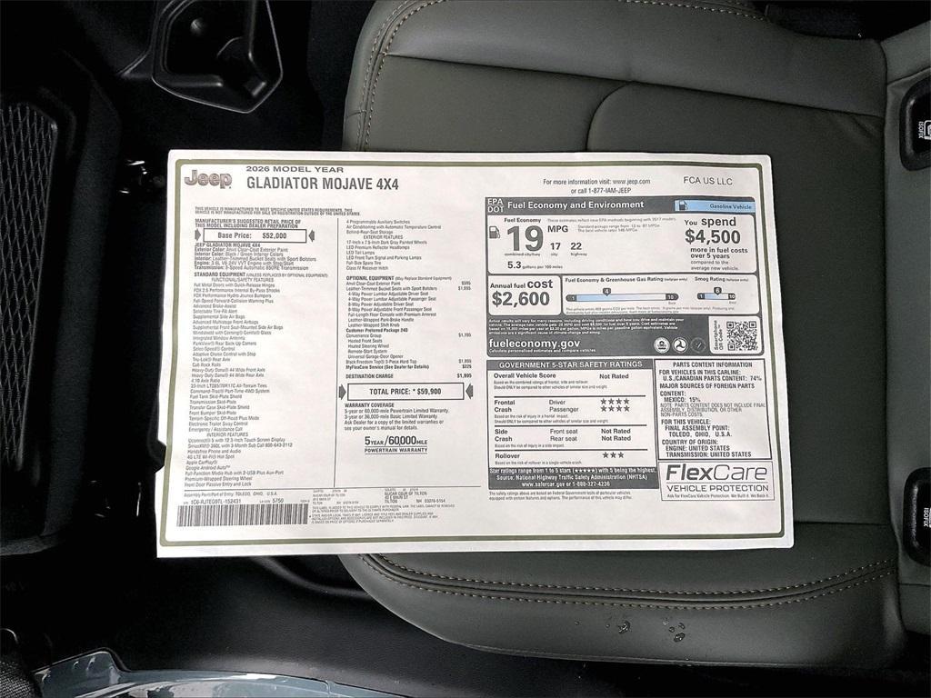 new 2026 Jeep Gladiator car, priced at $54,131