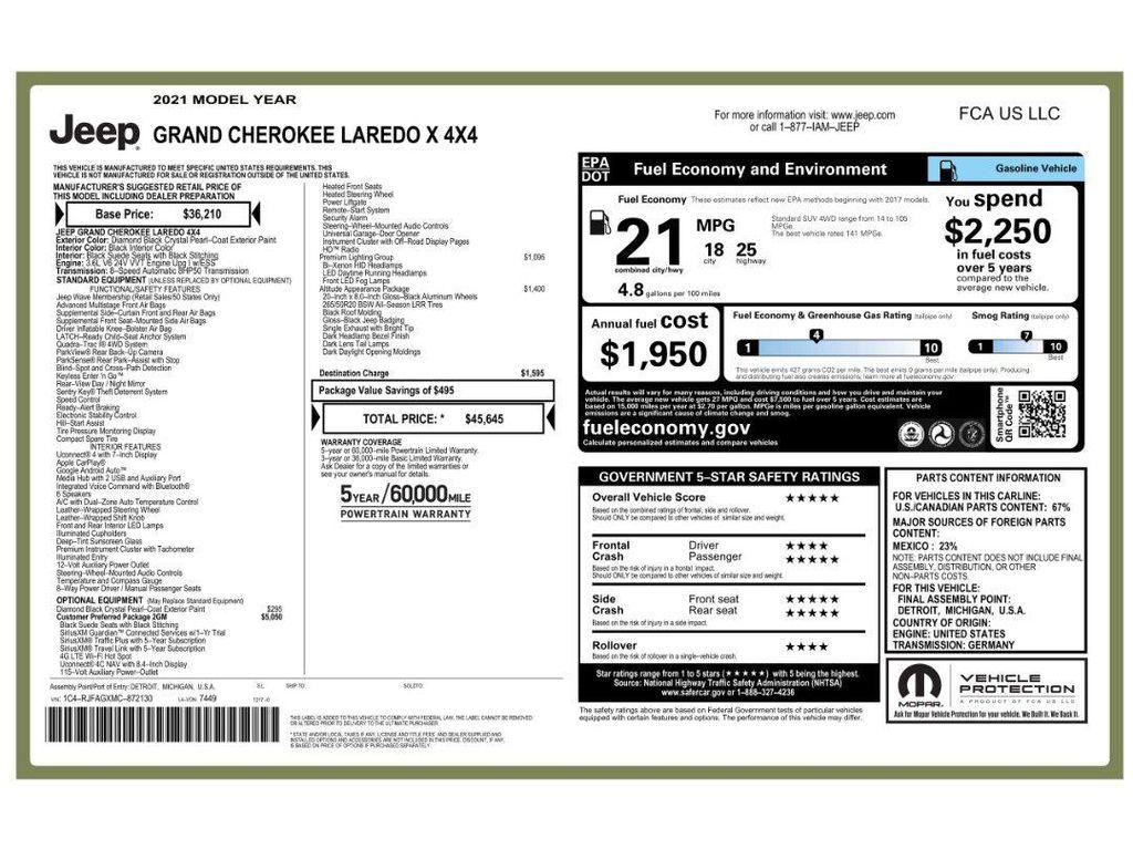 used 2021 Jeep Grand Cherokee car, priced at $23,671