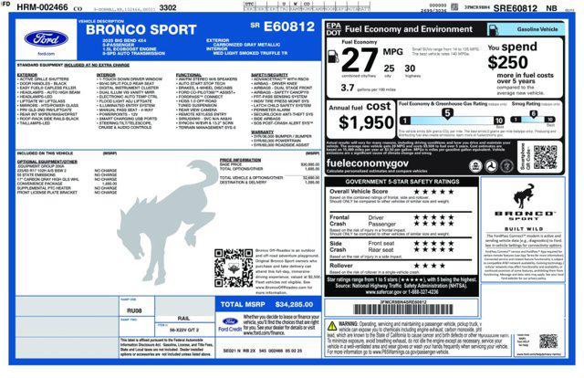 new 2025 Ford Bronco Sport car, priced at $30,723