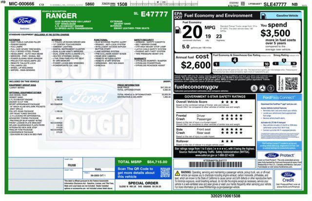 new 2025 Ford Ranger car, priced at $52,062