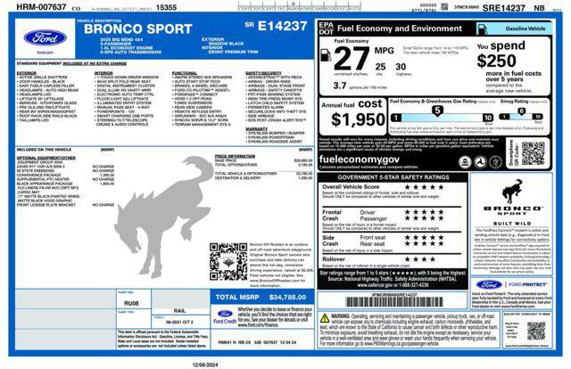 new 2025 Ford Bronco Sport car, priced at $32,154