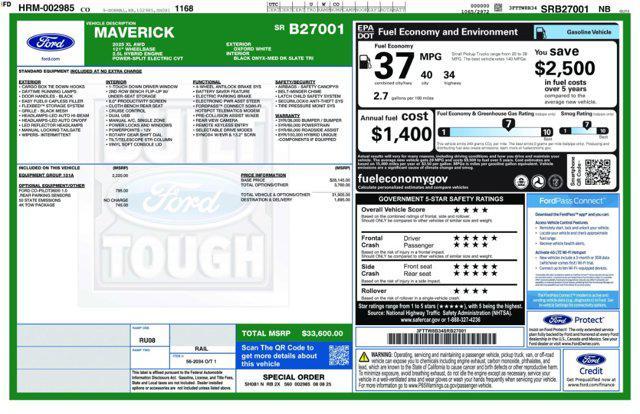 new 2025 Ford Maverick car, priced at $32,582