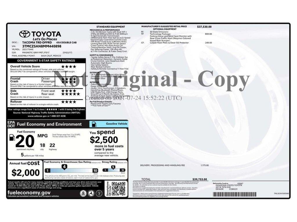 used 2021 Toyota Tacoma car, priced at $36,471