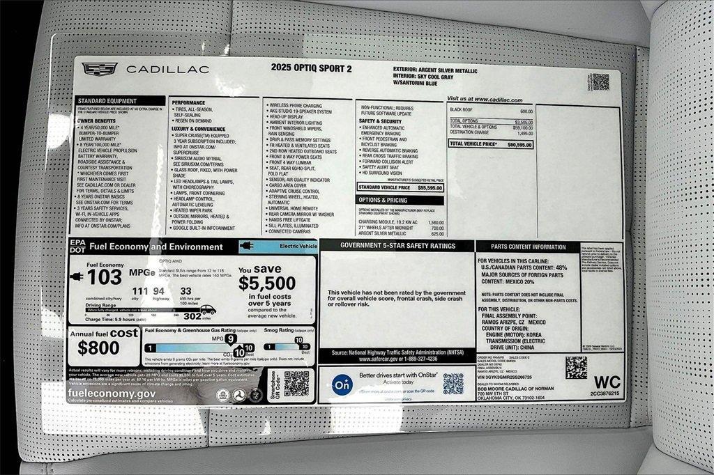 new 2025 Cadillac OPTIQ car, priced at $60,595