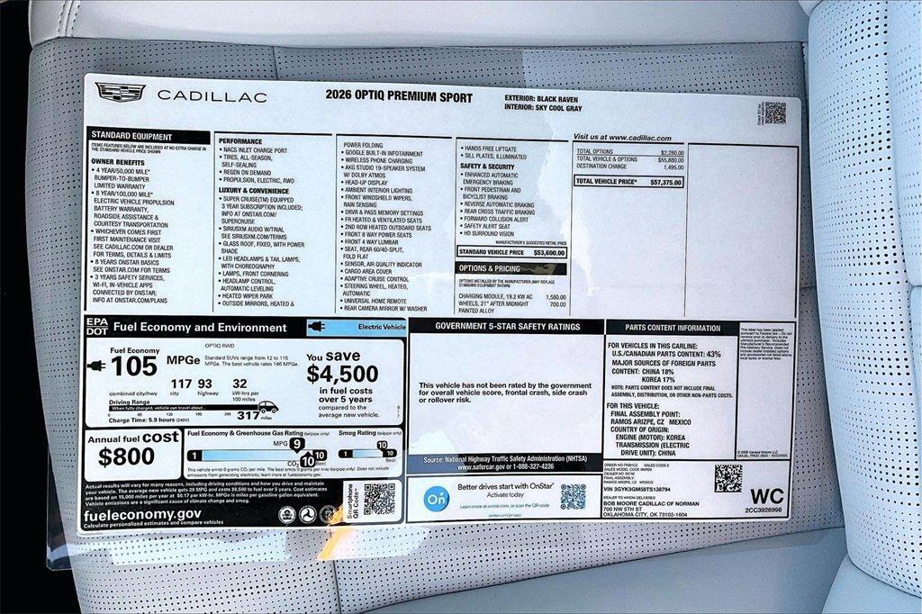 new 2026 Cadillac OPTIQ car, priced at $57,375