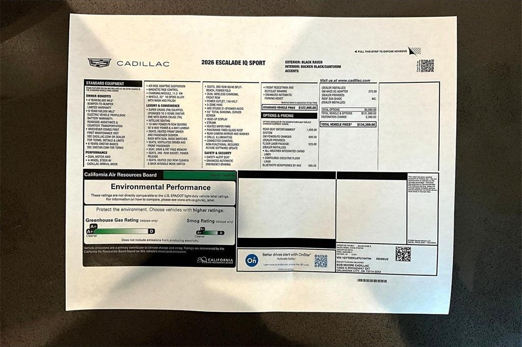 new 2026 Cadillac Escalade IQ car, priced at $134,389