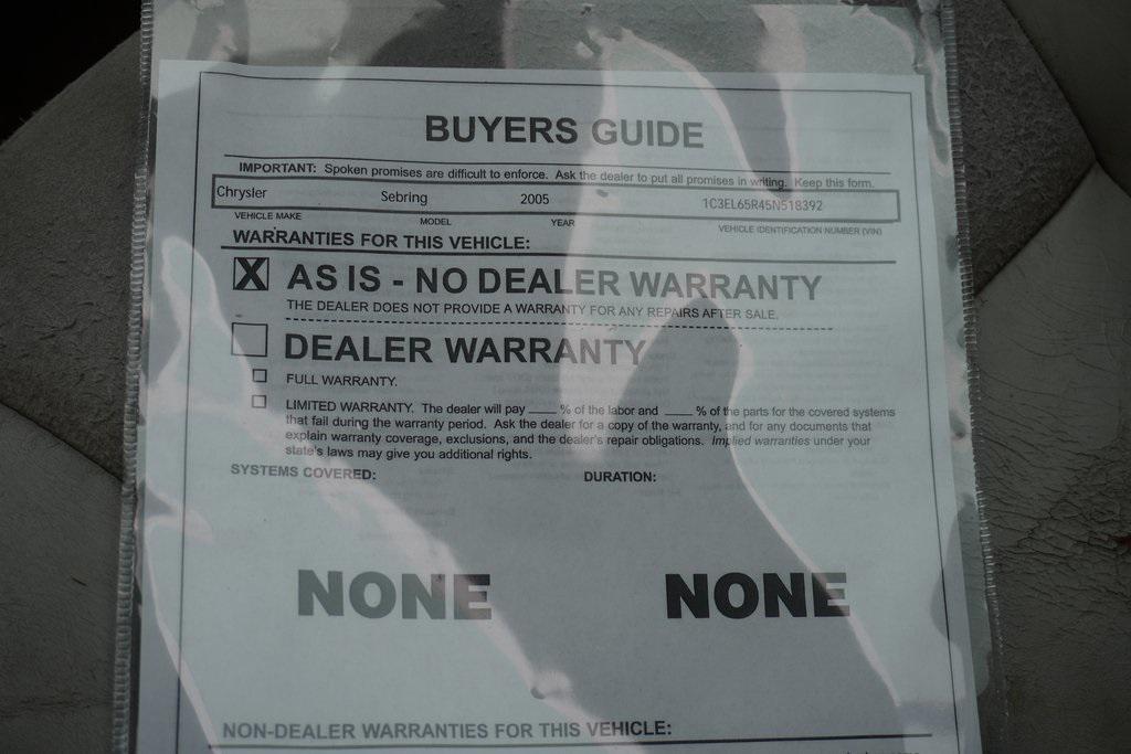 used 2005 Chrysler Sebring car, priced at $4,500