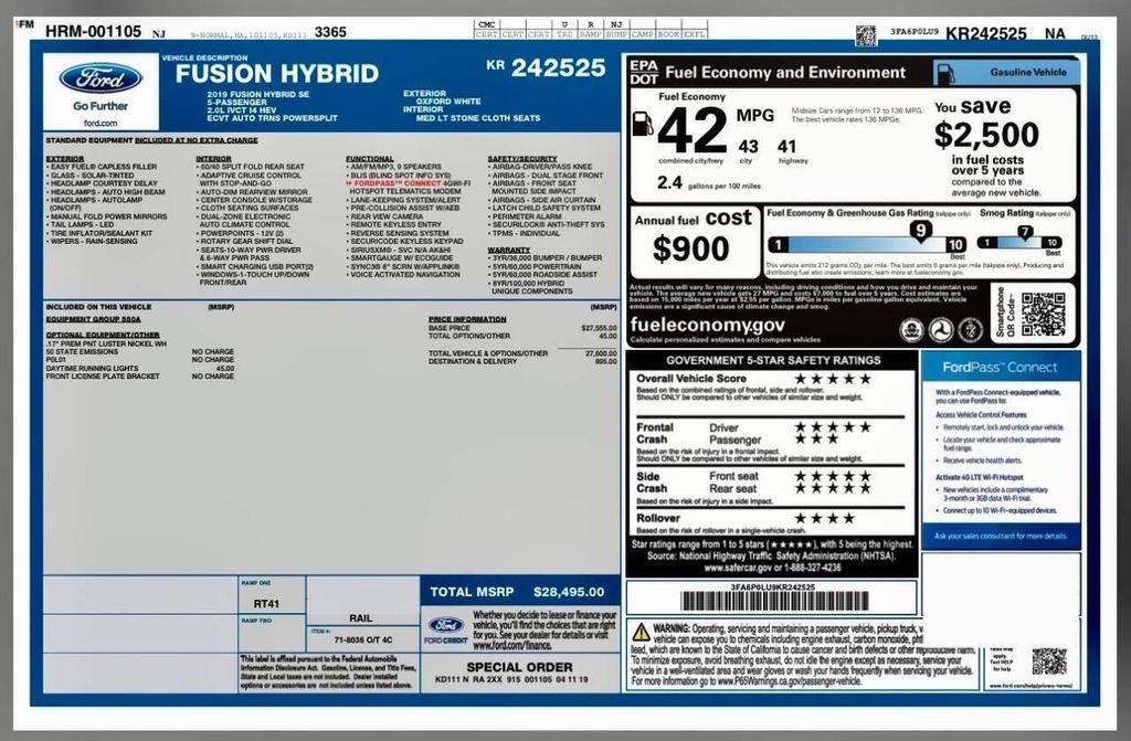 used 2019 Ford Fusion Hybrid car, priced at $7,799