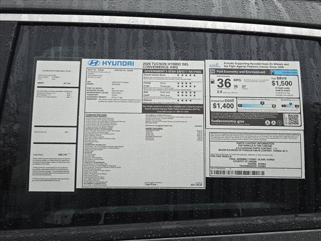 new 2026 Hyundai TUCSON Hybrid car, priced at $36,412
