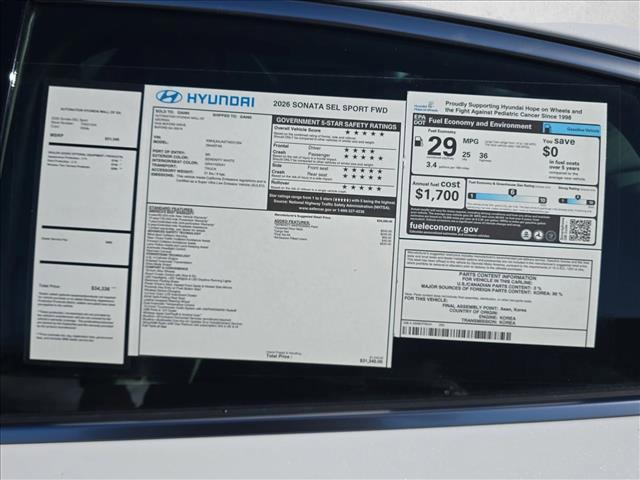 new 2026 Hyundai Sonata car, priced at $28,999