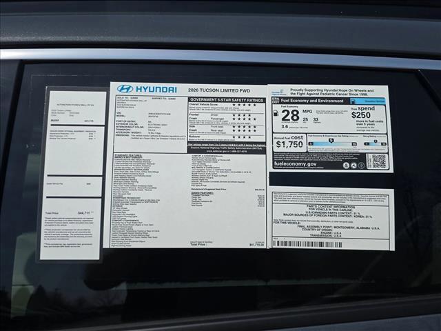 new 2026 Hyundai Tucson car, priced at $38,799