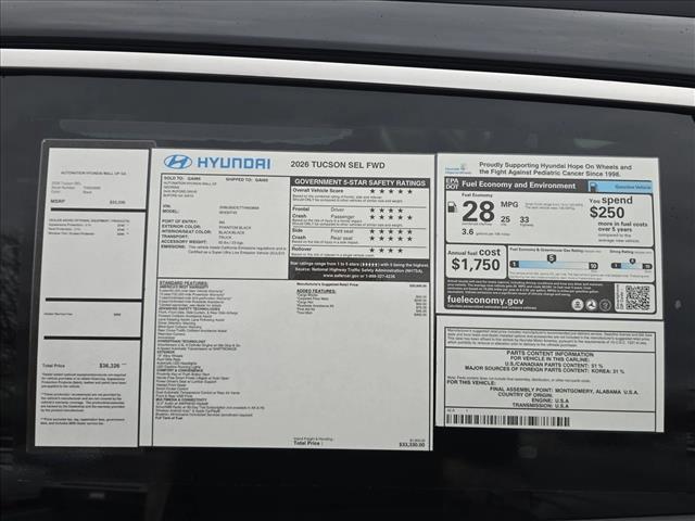 new 2026 Hyundai Tucson car, priced at $30,999