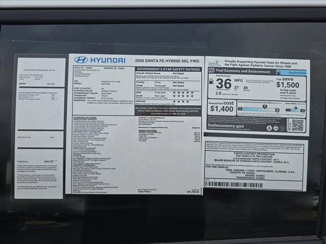 new 2026 Hyundai Santa Fe car, priced at $36,929