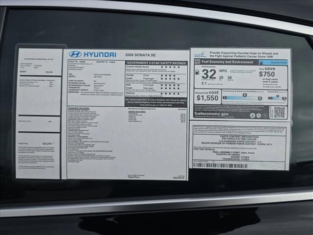 new 2026 Hyundai Sonata car, priced at $28,251